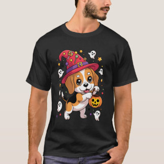 Rolig Beagle Hund Pumpa Spöke Godis Häxa Halloween T Shirt