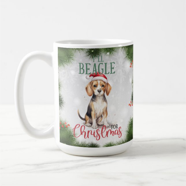 Rolig Beagle-hund Puns Jul Kaffe Mugg (Vänster)