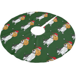 Rolig Beagle i kjol för Santa hattjulgran Julgransmatta Borstad Polyester