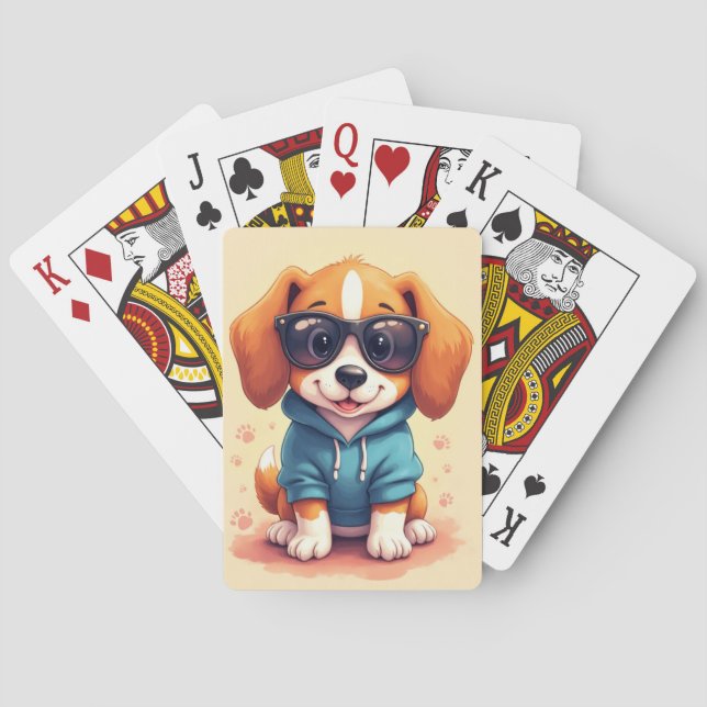 Rolig Beagle Kawaii Hund Casinokort (Baksidan)