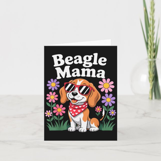 Rolig Beagle-konst för kvinnor tjejer Mamma Beagle Kort (Framsida)