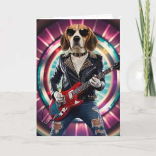 Rolig Beagle Rockstjärna Kort