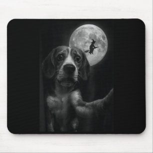 Rolig Beagle Selfie Flygande Häxa Halloween Hund Musmatta
