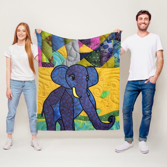 Rolig Bebis Elefant - Kvilliknande Design Fleecefilt (På plats)