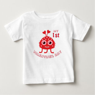 Rolig Bebis Min Första Alla Hjärtans Dag Söt Monst T Shirt
