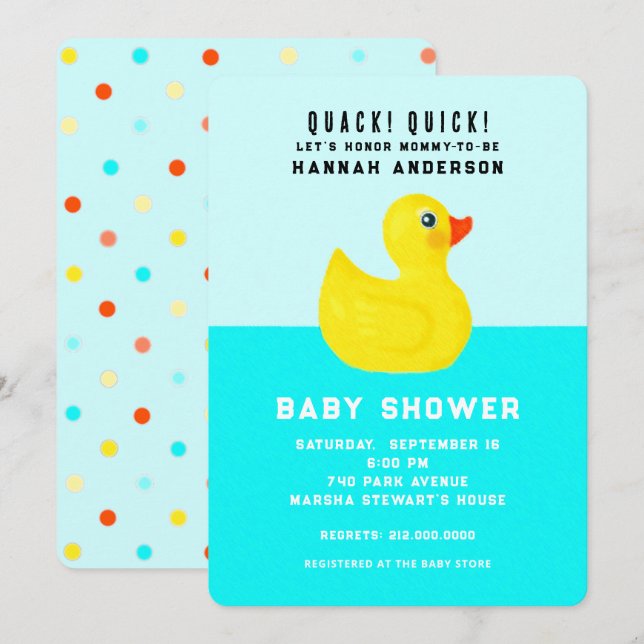 Rolig Bebis Shower Inbjudningar (Fram/baksida)