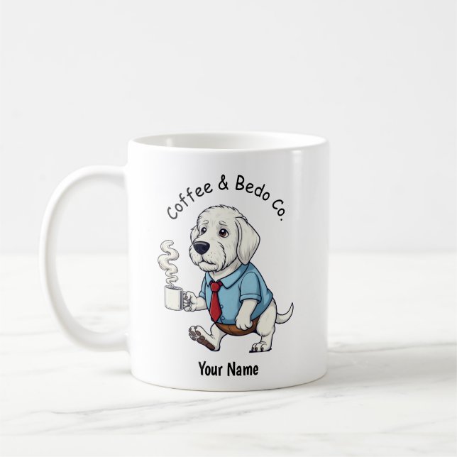 Rolig Bedlington Terrier Hund Affärskostym Kaffe Kaffemugg (Vänster)