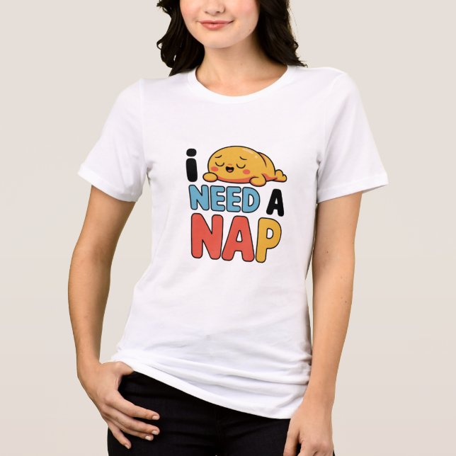 Rolig Behöver En Lur Söt Sömnig Tecknad T Shirt (Framsida)