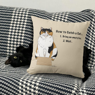 Rolig Beige Kalikå Kattlåda Humor Fångad Kudde