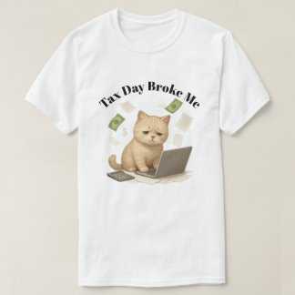 Rolig Beige Minimal Stressad Katt Skattedag T Shirt