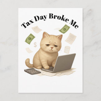 Rolig Beige Minimal Stressad Katt Skattedag Vykort