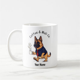 Rolig belgisk malinois hund Affärskostym Kaffe Kaffemugg