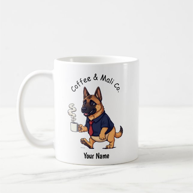 Rolig belgisk malinois hund Affärskostym Kaffe Kaffemugg (Vänster)