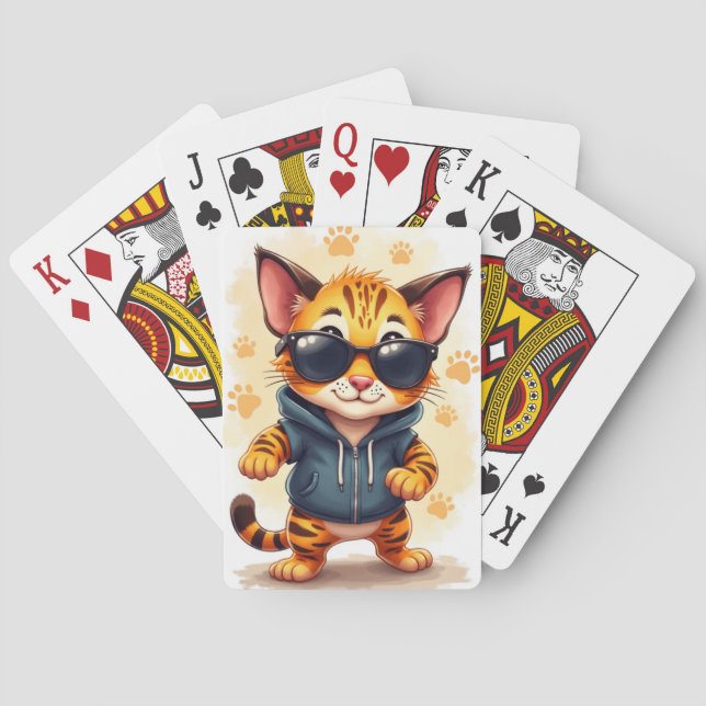 Rolig Bengal Kawaii Katt Casinokort (Baksidan)