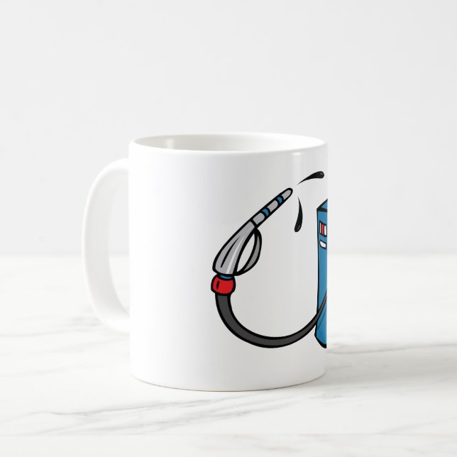 Rolig Bensin Pump Bränsle Station Kaffemugg (Framsida vänster)