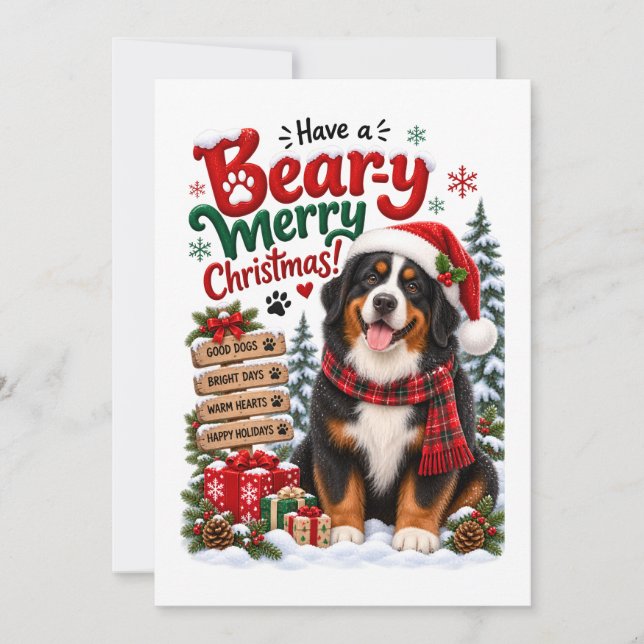 Rolig Bernese Mountain Dog Jul Julkort (Framsida)