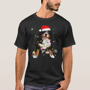 Rolig Bernese Mountain Dog Ljussättning Jul Matcha T Shirt