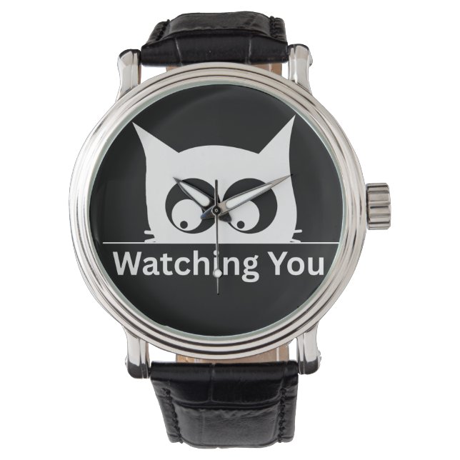 Rolig Bevakar Dig Katt Söt Minimalistisk Armbandsur (Framsida)