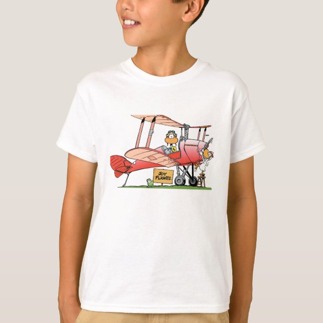 Rolig Bi-Flygplan för Ding anka tecknad T-shirt (Framsida)