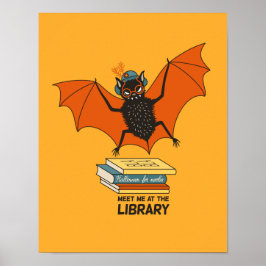 Rolig bibliotekarie lärare fladdermus bokälskare poster