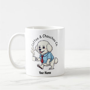 Rolig Bichon Frise hund Affärskostym Kaffe Kaffemugg