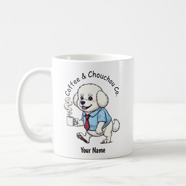 Rolig Bichon Frise hund Affärskostym Kaffe Kaffemugg (Vänster)