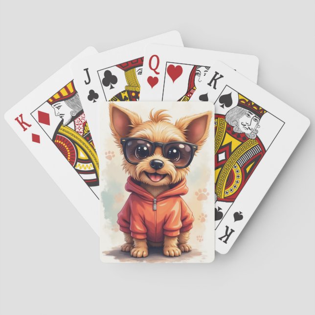 Rolig Biewer Terrier Kawaii Hund Casinokort (Baksidan)