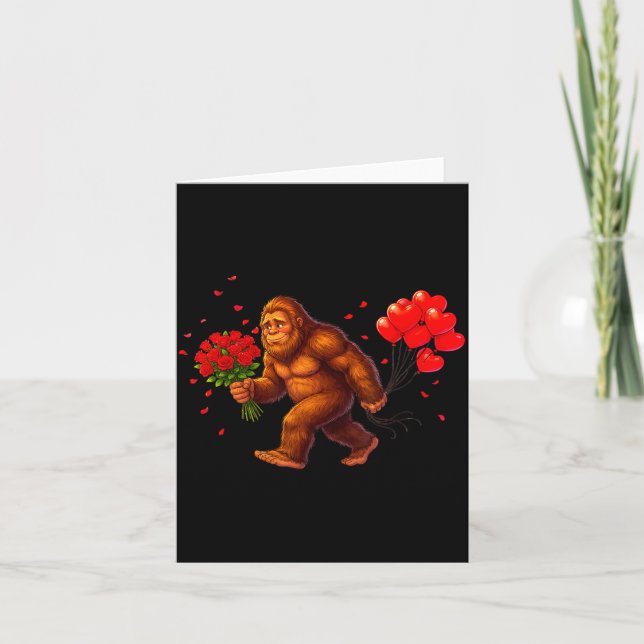 Rolig Bigfoot Alla Hjärtans Dag Hjärtan Sasquatch  Kort (Framsida)