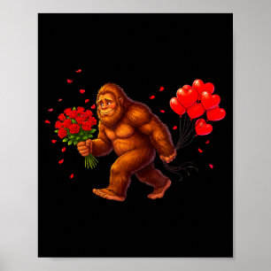 Rolig Bigfoot Alla Hjärtans Dag Hjärtan Sasquatch Poster