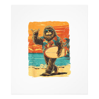 Rolig Bigfoot Aloha Hawaiiansurfing Tropisk Strand Fototryck