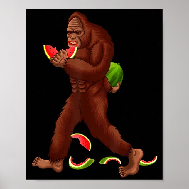 Rolig bigfoot &amp; vattenmelon skiva sommar poster (Framsidan)