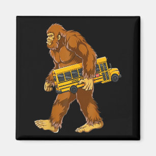 Rolig Bigfoot Bussförare Sasquatch Skolbuss Kärlek Magnet