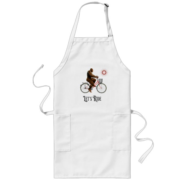 Rolig Bigfoot Cykeläventyr Retro Långt Förkläde (Framsidan)