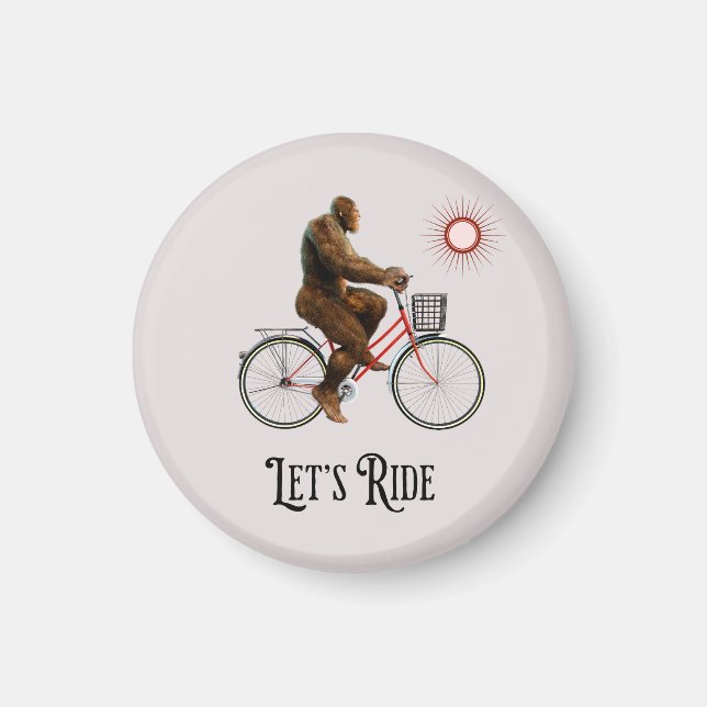 Rolig Bigfoot Cykeläventyr Retro Magnet (Framsidan)