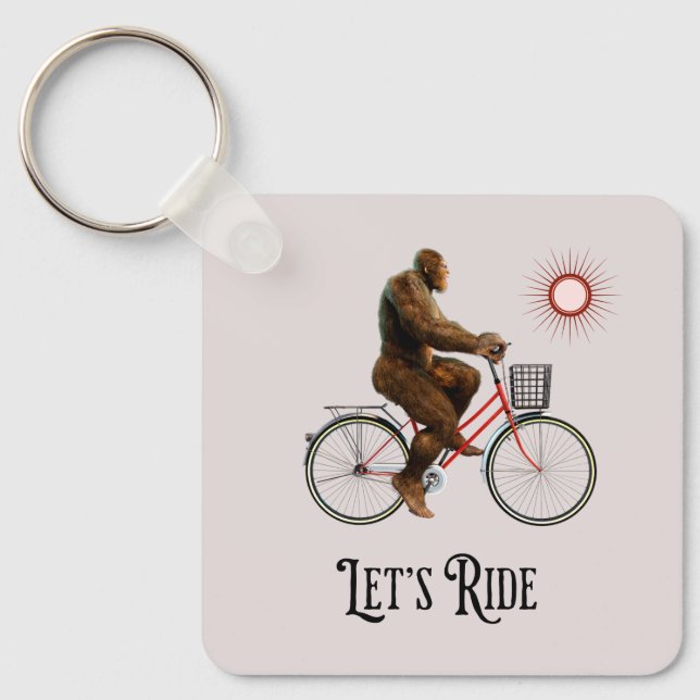 Rolig Bigfoot Cykeläventyr Retro Nyckelring (Framsida)