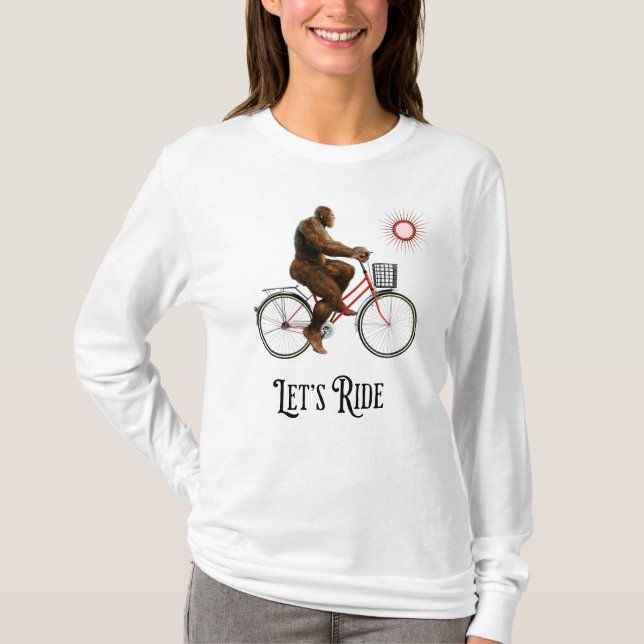 Rolig Bigfoot Cykeläventyr Retro T Shirt (Framsida)