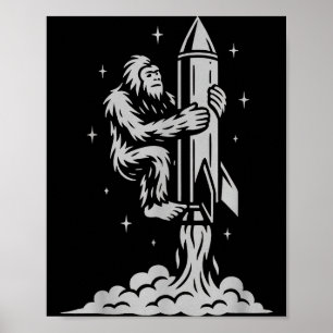 Rolig Bigfoot Flugit Ut i Rymden Med Stjärnor Och  Poster