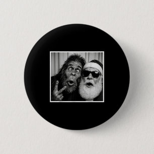Rolig Bigfoot Fotobås Med Tomte Jul Xmas Knapp