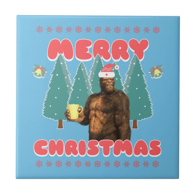 Rolig Bigfoot - God Jul Kakelplatta (Framsidan)