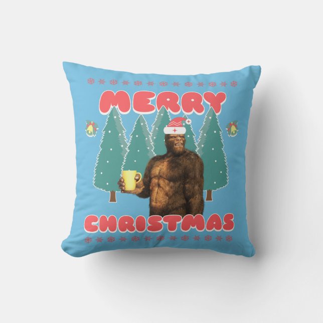 Rolig Bigfoot - God Jul Kudde (Framsida)