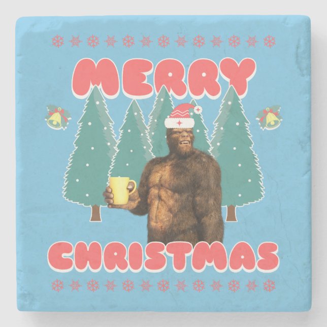 Rolig Bigfoot - God Jul Stenunderlägg (Framsidan)