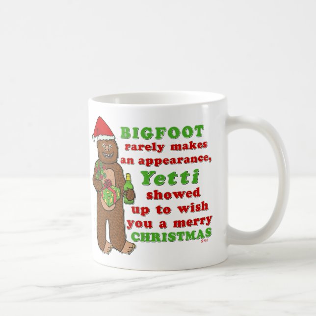 Rolig Bigfoot god julSasquatch vits Kaffemugg (Höger)