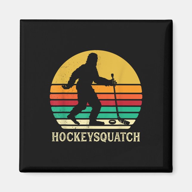 Rolig Bigfoot-Hockeypresent Sasquatch Ishockey Magnet (Framsidan)