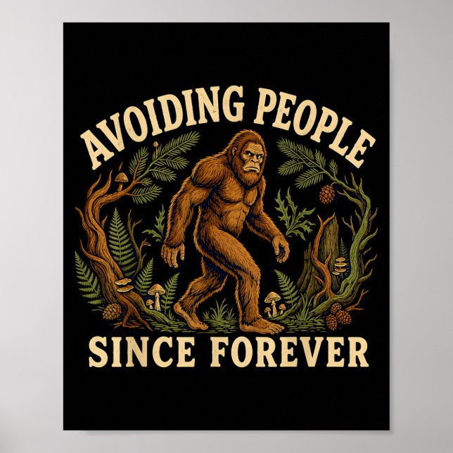 Rolig bigfoot introvert undviker människor sasquat poster (Framsidan)