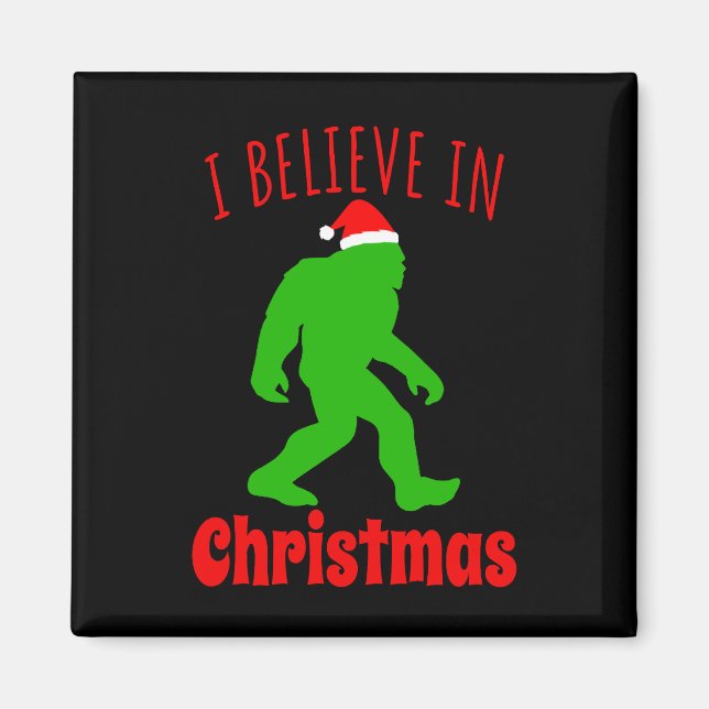 Rolig Bigfoot jag tror på jul    Magnet (Framsidan)