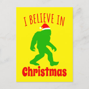 Rolig Bigfoot jag tror på jul       Meddelande Vykort