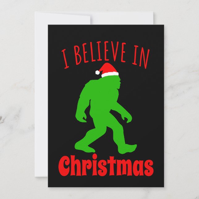 Rolig Bigfoot jag tror på jul    Tack Kort (Framsida)