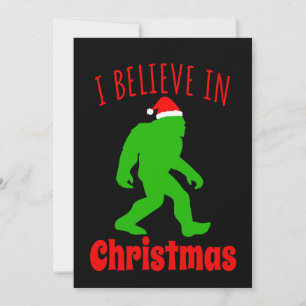 Rolig Bigfoot jag tror på jul    Tack Kort