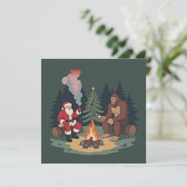 Rolig Bigfoot Jul Tomte Sasquatch Camping  Inbjudningar (Stående Fram)