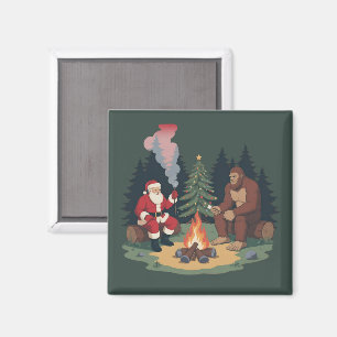 Rolig Bigfoot Jul Tomte Sasquatch Camping Magnet
